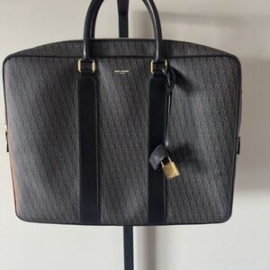 Saint Laurent Paris Monogram Briefcase in Canvas and Leather